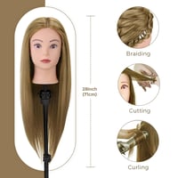 Neverland Beauty & Health 71cm szőke gyakorló fejmodell valódi hajjal, tartóval 7