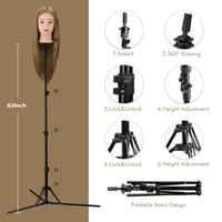 Neverland Beauty & Health 71cm szőke gyakorló fejmodell valódi hajjal, tartóval 3