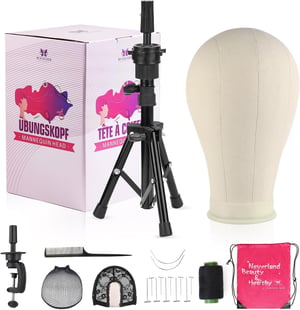 Neverland Beauty paróka gyakorló fej állvánnyal, T-tűkkel és kefével 58cm