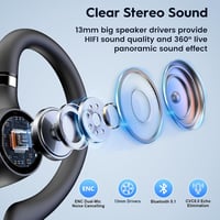 New Bee Bluetooth headset V5.1 kihangosító, 72 óra üzemidő, CVC 8.0 Dual ENC zajszűrő mikrofon, töltőtáskával iPhone Android laptophoz, feke 9