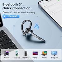 New Bee Bluetooth headset V5.1 kihangosító, 72 óra üzemidő, CVC 8.0 Dual ENC zajszűrő mikrofon, töltőtáskával iPhone Android laptophoz, feke 5
