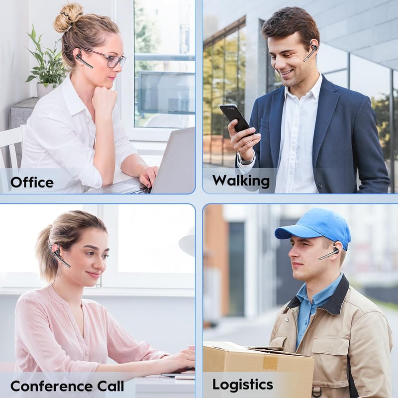 New Bee Bluetooth headset V5.1 kihangosító, 72 óra üzemidő, CVC 8.0 Dual ENC zajszűrő mikrofon, töltőtáskával iPhone Android laptophoz, feke