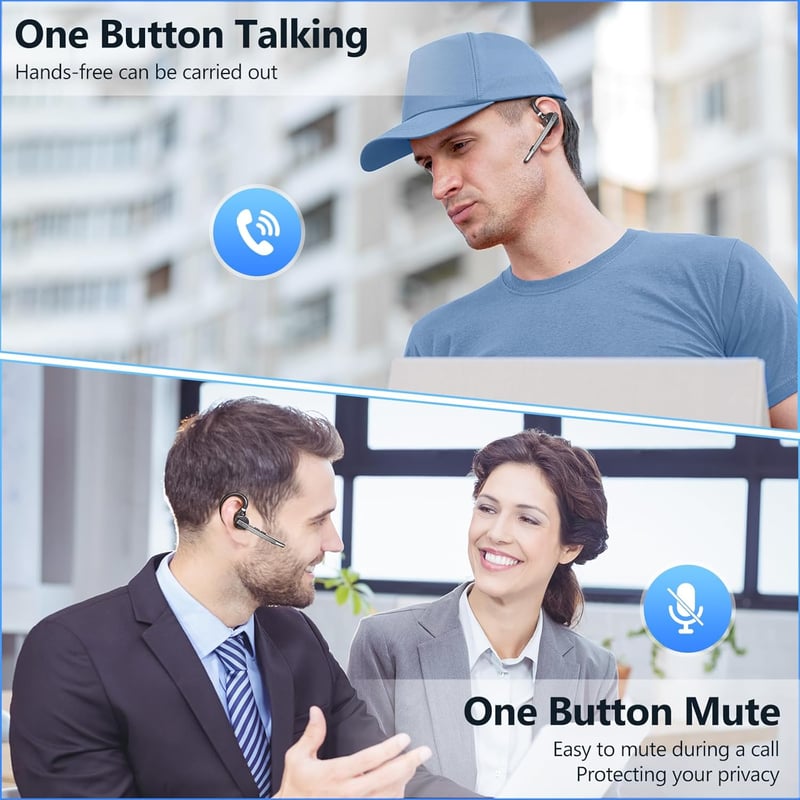 New Bee Bluetooth headset V5.1 kihangosító, 72 óra üzemidő, CVC 8.0 Dual ENC zajszűrő mikrofon, töltőtáskával iPhone Android laptophoz, feke