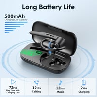 New Bee Bluetooth headset V5.1 kihangosító, 72 óra üzemidő, CVC 8.0 Dual ENC zajszűrő mikrofon, töltőtáskával iPhone Android laptophoz, feke 2