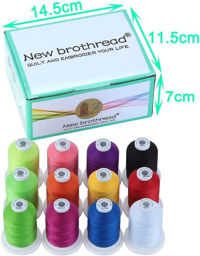 New brothread 12 szín pamutszál 600m quilting varrás hímzéshez