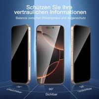 NEW'C iPhone 17 Pro Max / 16 Pro Max adatvédelmi kijelzővédő edzett üveg - 3 db 4