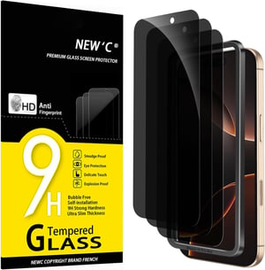 NEW'C iPhone 17 Pro Max / 16 Pro Max adatvédelmi kijelzővédő edzett üveg - 3 db