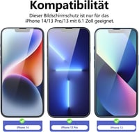NEW'C 3db Edzett Üveg Képernyővédő iPhone 14, 13, 13 Pro (6,1") - 9H Keménység - 14/13/13 Pro 6,1 Zoll, transparent 2