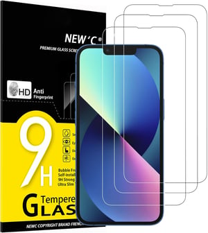 NEW'C kaljeno staklo za iPhone 14 / 13 / 13 Pro, 9H, 3 komada - prozirno