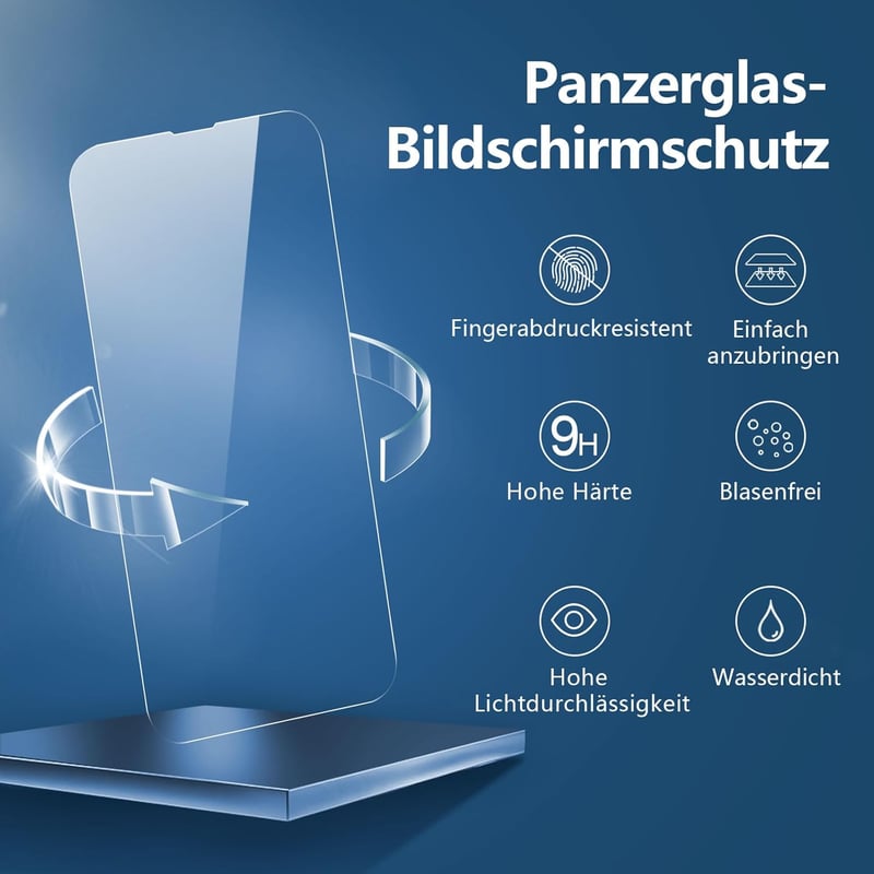 NEW'C 3db Edzett Üveg Képernyővédő iPhone 14, 13, 13 Pro (6,1") - 9H Keménység - 14/13/13 Pro 6,1 Zoll, transparent