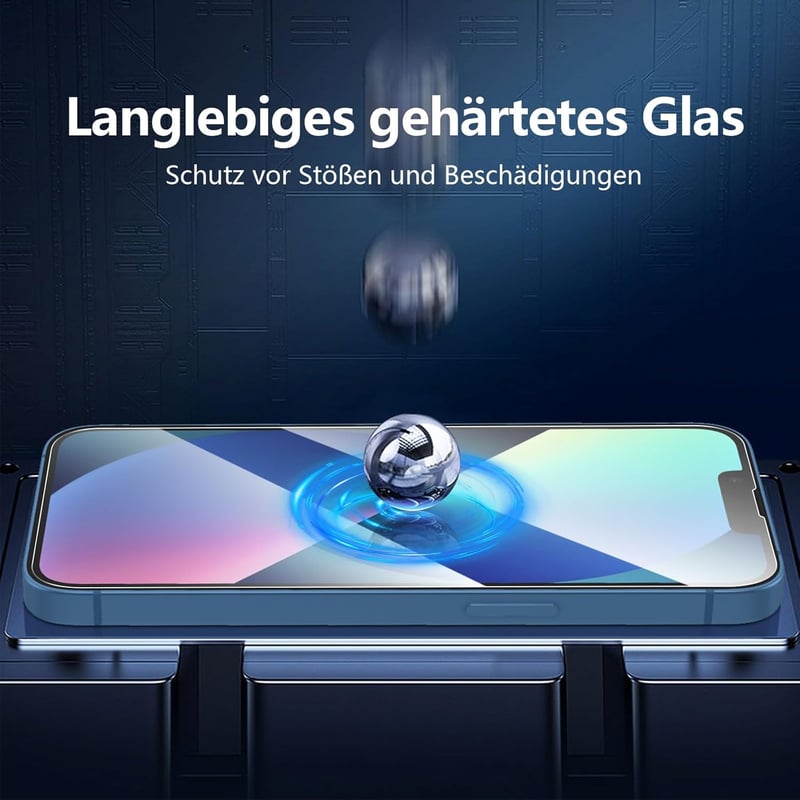 NEW'C 3db Edzett Üveg Képernyővédő iPhone 14, 13, 13 Pro (6,1") - 9H Keménység - 14/13/13 Pro 6,1 Zoll, transparent