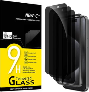 NEW'C zaštitno kaljeno staklo za iPhone 15 Pro (6,1"), zaštita privatnosti od 28 stupnjeva - 3 kom.