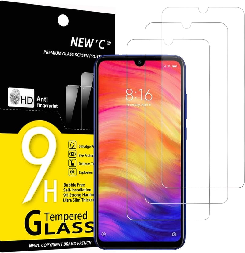NEW'C Tvrdené sklo na ochranu obrazovky pre Xiaomi Redmi Note 7 / Note 7 Pro / Note 7s - fólia z tvrdeného skla odolná proti poškriabaniu, priehľadná