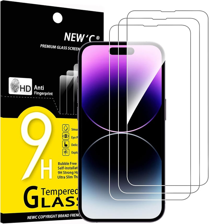 NEW'C iPhone 14 Pro Max (6,7") edzett üveg kijelzővédő 9H, 0,33 mm - 3 db