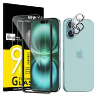 NEW'C Tvrdené sklo na iPhone 16 6,1" (2 ks) + Ochranné sklo na fotoaparát (2 ks) – tvrdosť 9H, odolné proti poškriabaniu 1