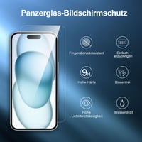 NEW'C tvrdené sklo na displej pre iPhone 16 a iPhone 15 (6,1 palca) – 3 ks – tvrdosť 9H, HD priehľadnosť, odolnosť proti poškriabaniu, s inštalačným nástrojom 4