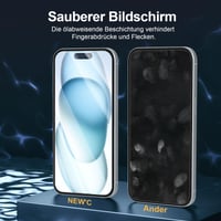NEW'C tvrdené sklo na displej pre iPhone 16 a iPhone 15 (6,1 palca) – 3 ks – tvrdosť 9H, HD priehľadnosť, odolnosť proti poškriabaniu, s inštalačným nástrojom 5