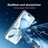 NEW'C tvrdené sklo na displej pre iPhone 16 a iPhone 15 (6,1 palca) – 3 ks – tvrdosť 9H, HD priehľadnosť, odolnosť proti poškriabaniu, s inštalačným nástrojom 6