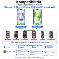 Folie de protecție din sticlă securizată NEW'C pentru iPhone 16 Plus / 15 Plus (6,7") - Pachet de 3 bucăți, duritate 9H, HD, rezistentă la zgârieturi, transparentă 2