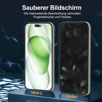 Folie de protecție din sticlă securizată NEW'C pentru iPhone 16 Plus / 15 Plus (6,7") - Pachet de 3 bucăți, duritate 9H, HD, rezistentă la zgârieturi, transparentă 5