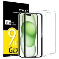 Folie de protecție din sticlă securizată NEW'C pentru iPhone 16 Plus / 15 Plus (6,7") - Pachet de 3 bucăți, duritate 9H, HD, rezistentă la zgârieturi, transparentă 1