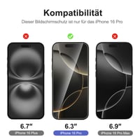 Protecție ecran din sticlă securizată New'C pentru iPhone 16 Pro cu protecție pentru cameră - Folie din sticlă securizată premium 2
