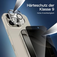 NEW'C iPhone 16 Pro Üvegfólia Szett 2db Adatvédelmi + 2db Kamera Védelem - 16 Pro 6,3 Zoll, black 6