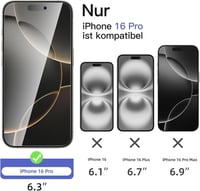 NEW'C iPhone 16 Pro Üvegfólia Szett 2db Adatvédelmi + 2db Kamera Védelem - 16 Pro 6,3 Zoll, black 2