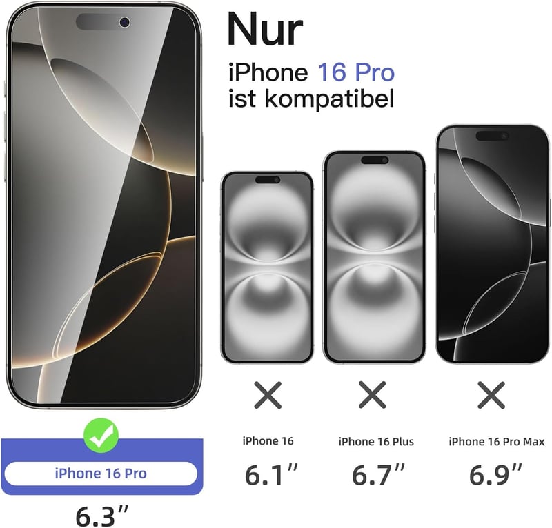 NEW'C iPhone 16 Pro Üvegfólia Szett 2db Adatvédelmi + 2db Kamera Védelem - 16 Pro 6,3 Zoll, black