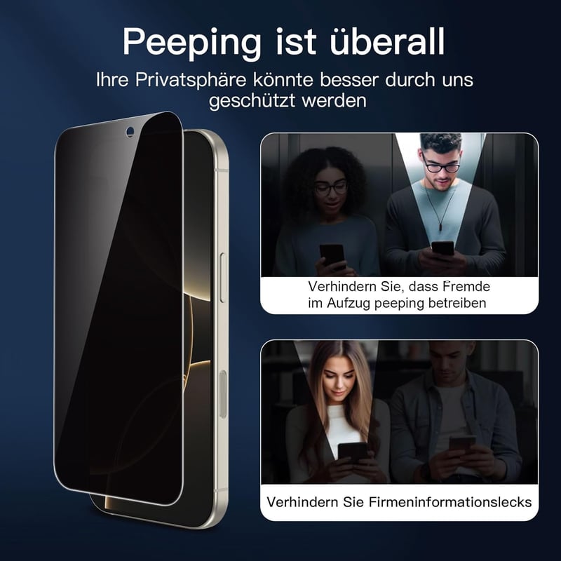 NEW'C iPhone 16 Pro Üvegfólia Szett 2db Adatvédelmi + 2db Kamera Védelem - 16 Pro 6,3 Zoll, black