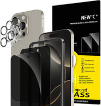 NEW'C iPhone 16 Pro Üvegfólia Szett 2db Adatvédelmi + 2db Kamera Védelem - 16 Pro 6,3 Zoll, black 1