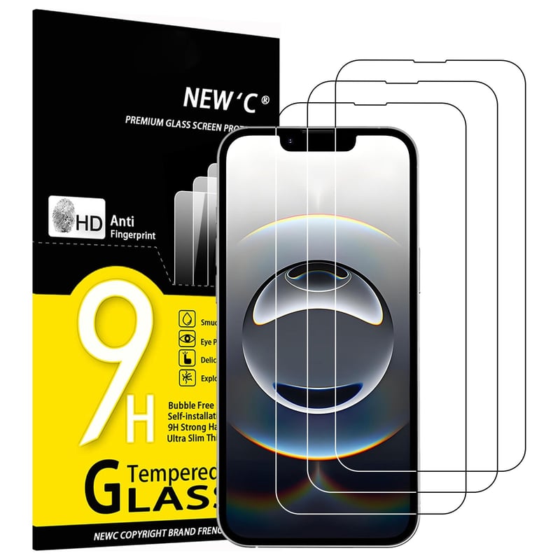 NEW'C Tvrdené sklo na iPhone 16e (6,1") – 3 ks v balení, tvrdosť 9H, odolné proti poškriabaniu, bez bubliniek, ultra čisté, 0,33 mm