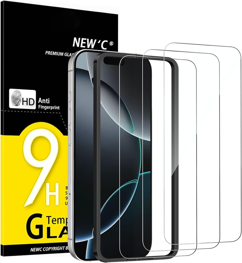 NEW'C iPhone 17 Pro Max / 16 Pro Max edzett üveg képernyővédő 9H keménység 3db - 17 Pro Max /16 Pro Max 6,9 Zoll, transparent