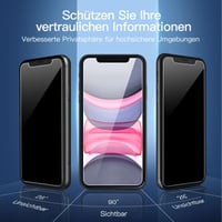 NEW'C Ochranné tvrdené sklo na iPhone 11 a iPhone XR, 28-stupňový uhol ochrany súkromia, tvrdosť 9H, bez bublín, 3 ks 5