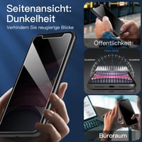 NEW'C Ochranné tvrdené sklo na iPhone 11 a iPhone XR, 28-stupňový uhol ochrany súkromia, tvrdosť 9H, bez bublín, 3 ks 6