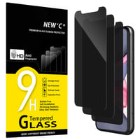 NEW'C Ochranné tvrdené sklo na iPhone 11 a iPhone XR, 28-stupňový uhol ochrany súkromia, tvrdosť 9H, bez bublín, 3 ks 1