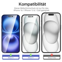NEW'C Ochranné sklo na ochranu súkromia pre iPhone 16 / iPhone 15 (6,1 palca) – Anti-Spy tvrdené sklo, čierne, 3 ks, odolné proti poškriabaniu, jednoduchá inštalácia 2