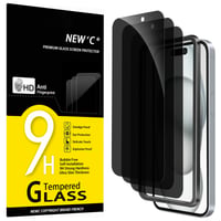 NEW'C Ochranné sklo na ochranu súkromia pre iPhone 16 / iPhone 15 (6,1 palca) – Anti-Spy tvrdené sklo, čierne, 3 ks, odolné proti poškriabaniu, jednoduchá inštalácia 1