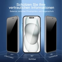 NEW'C Ochranné sklo na ochranu súkromia pre iPhone 16 / iPhone 15 (6,1 palca) – Anti-Spy tvrdené sklo, čierne, 3 ks, odolné proti poškriabaniu, jednoduchá inštalácia 4
