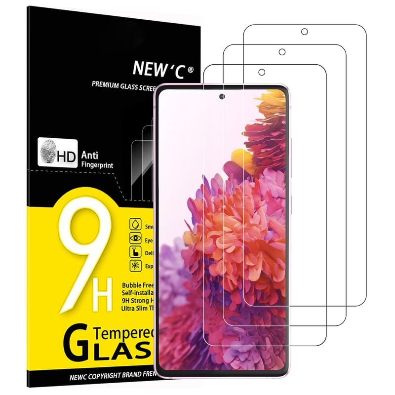 NEW'C Ochranné tvrdené sklo na Samsung Galaxy S20 FE / S20 FE 5G, 3 ks – tvrdosť 9H, hrúbka 0,33 mm, ultra priehľadné, bez vzduchových bublín, HD fólia