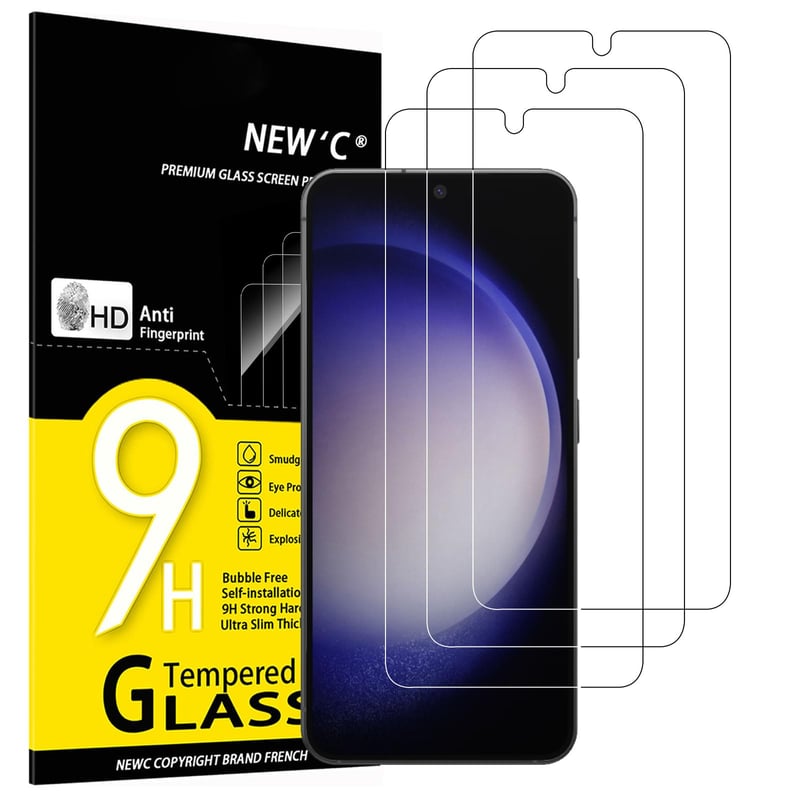 Folie de Protecție din Sticlă Securizată NEW'C pentru Samsung Galaxy S23 - Pachet de 3 bucăți, Duritate 9H, Ultra Subțire 0,26 mm, Transparență HD, Rezistentă la Zgârieturi