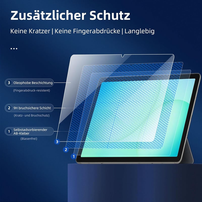 NEW'C Samsung Galaxy Tab A11+ üvegfólia 2db, 9H keménység, HD tiszta képernyővédő - A11+ 11 Zoll, transparent