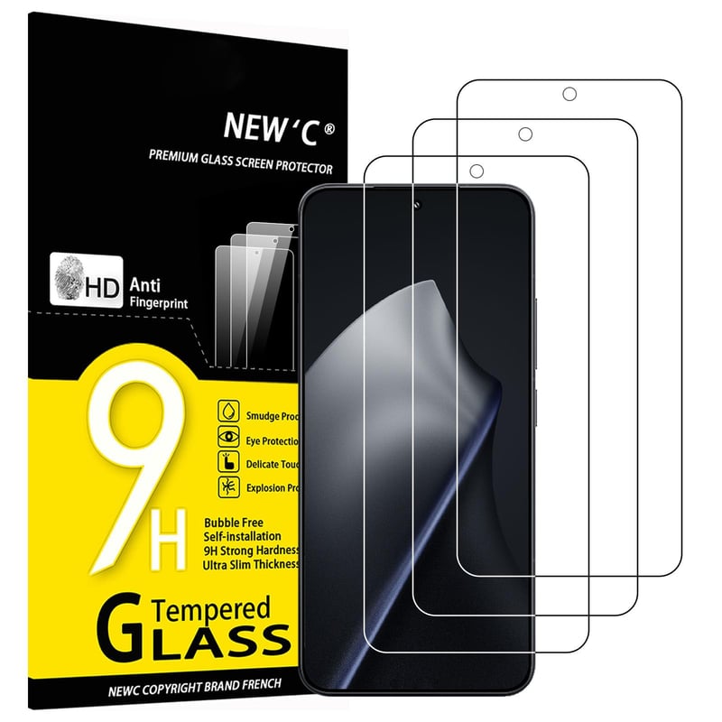 NEW'C Tvrdené sklo na Xiaomi 15T a 15T Pro (6,83 palca) – 3 ks, tvrdosť 9H, odolné proti poškriabaniu, bez bublín, ultratenké 0,33 mm