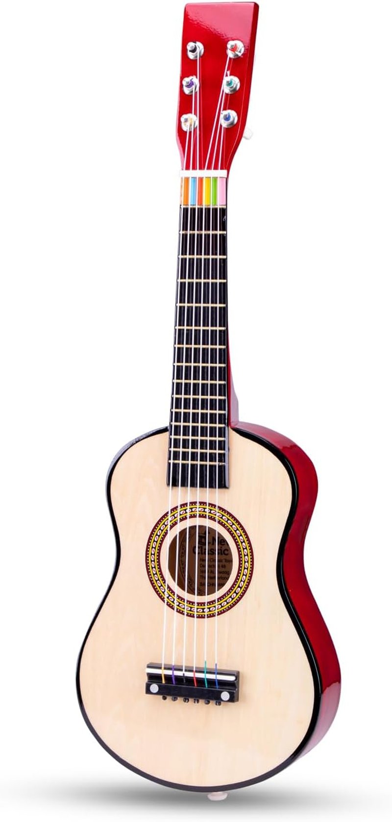 New Classic Toys Fa Gitár Gyerekeknek - Natúr/Piros Színű Játékhangszer 3-10 Éves Korig, Zenei Készségfejlesztő Játék
