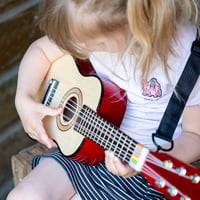 New Classic Toys Fa Gitár Gyerekeknek - Natúr/Piros Színű Játékhangszer 3-10 Éves Korig, Zenei Készségfejlesztő Játék 7