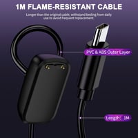 NEW POW USB-C Mágneses Töltőkábel Fitbit Charge 6/5/Luxe Okosórákhoz - 1m Töltőállomás USB-C/USB-A Adapterrel 5
