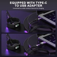 NEW POW USB-C Mágneses Töltőkábel Fitbit Charge 6/5/Luxe Okosórákhoz - 1m Töltőállomás USB-C/USB-A Adapterrel 4