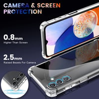 Puzdro New&Teck na Samsung Galaxy A14 4G/5G, priehľadný silikónový TPU kryt + 2 ks tvrdené sklo na ochranu displeja, so zosilnenými rohmi 3