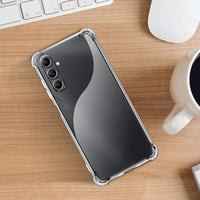 Puzdro New&Teck na Samsung Galaxy A14 4G/5G, priehľadný silikónový TPU kryt + 2 ks tvrdené sklo na ochranu displeja, so zosilnenými rohmi 7