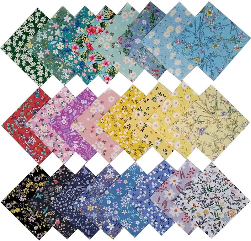 newamishquilt Patchwork Pamut Szövet 25 db 20x20 cm - Varráshoz és Kézműves Projektekhez